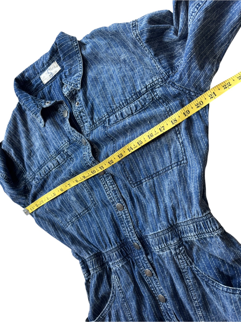 Free People We The Free Ari Denim Striped Coverall Jumpsuit size S - Picture 9 of 12